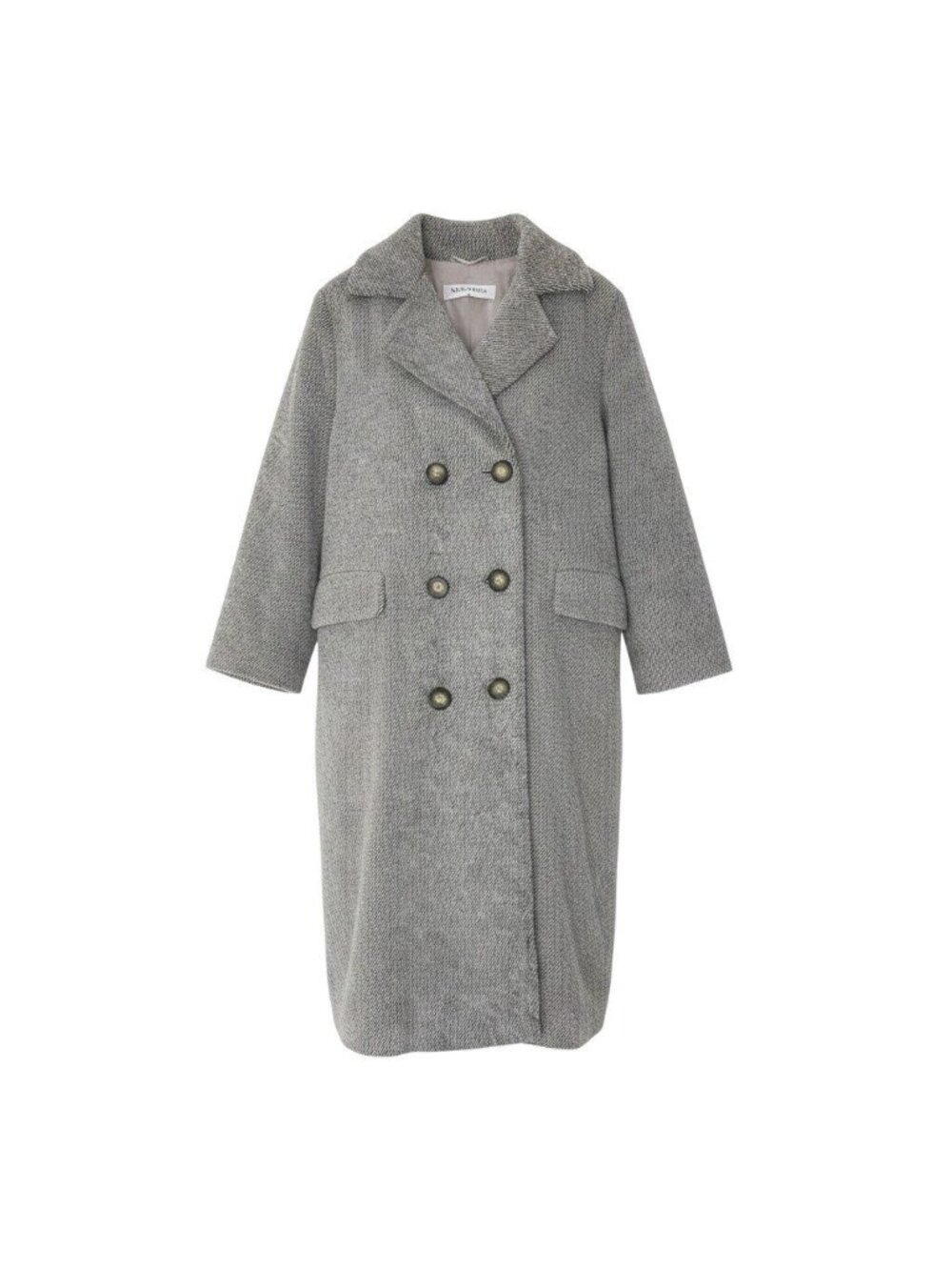 Max Mara Chesterfield Long Coat Angora Blend Double Breasted 40 Gray